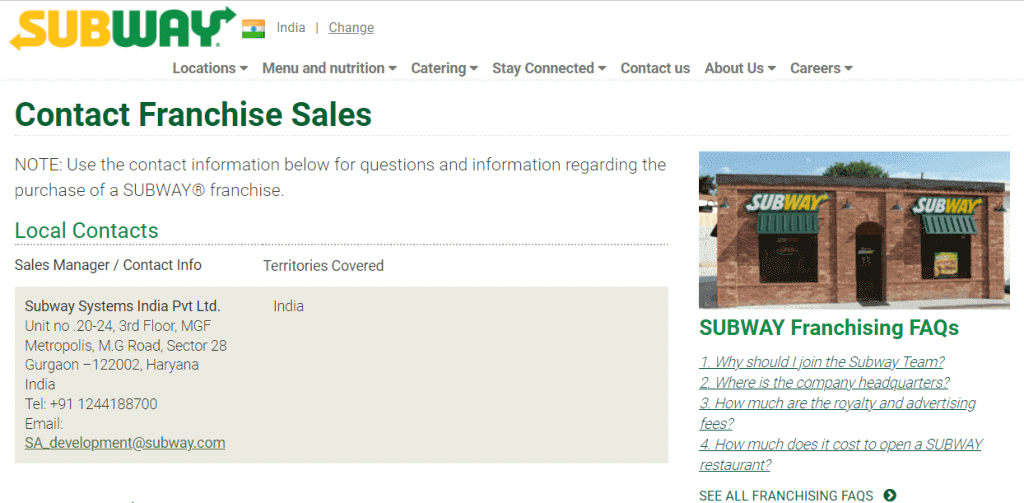How to Open Subway Franchise in India