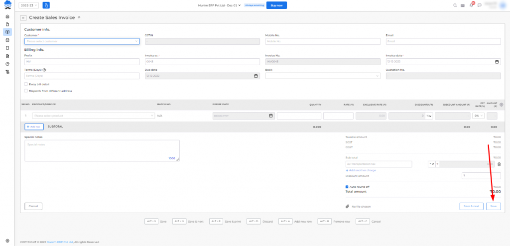 update product in munim