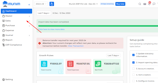 Sales module of munim