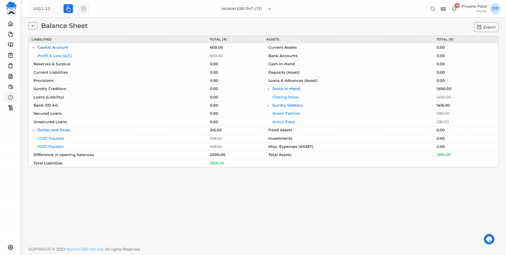 Balance Sheet