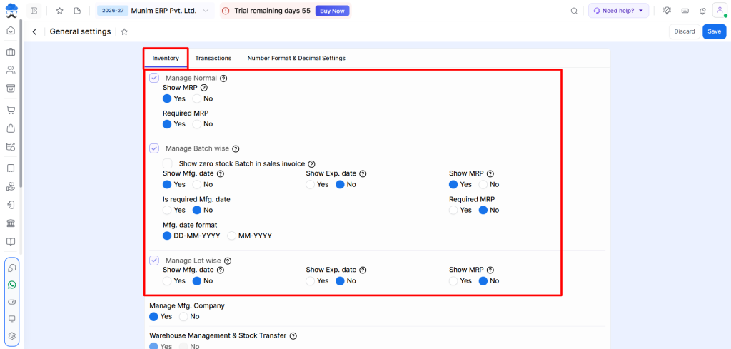 General Setting Management | Munim Helpdesk