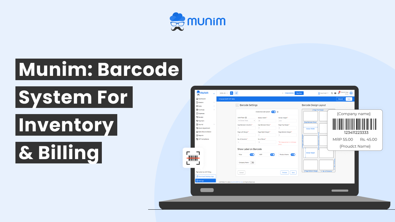 munim barcode system for inventory billing