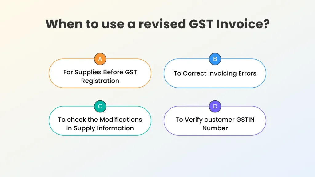 when to use revised gst invoice