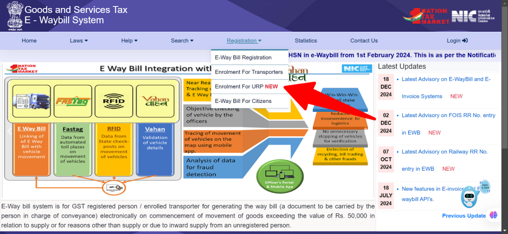 Go to e-way bill portal and register yourself