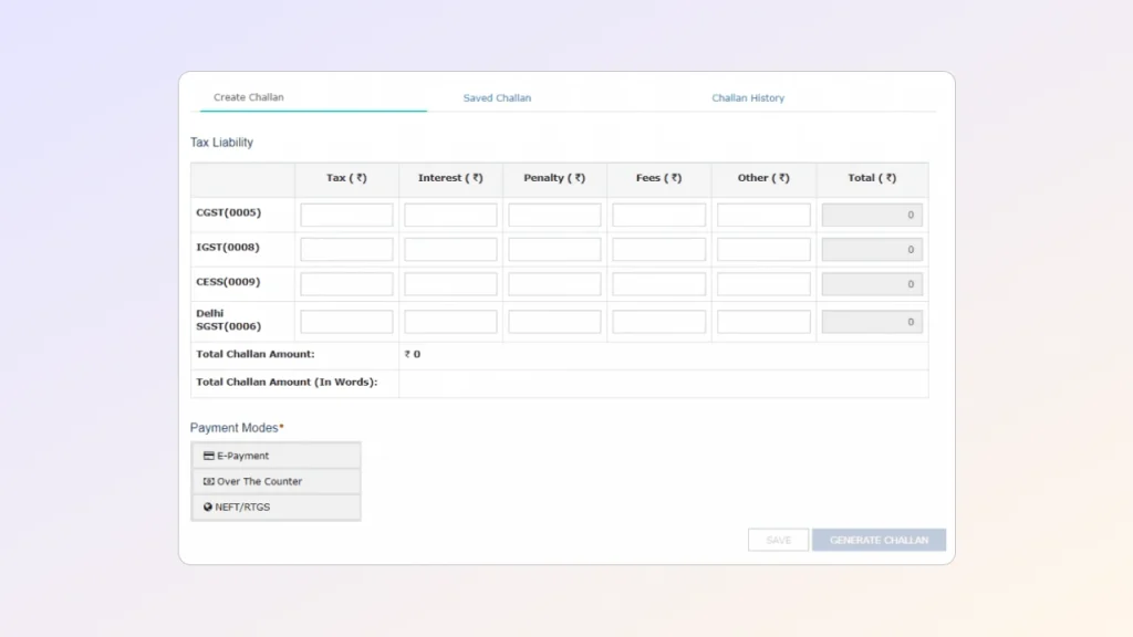 gst challan payment option