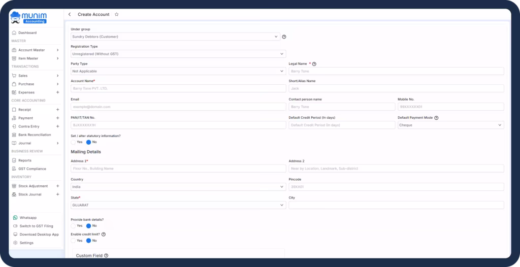 Ledger Creation