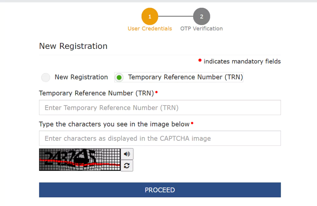 enter trn number