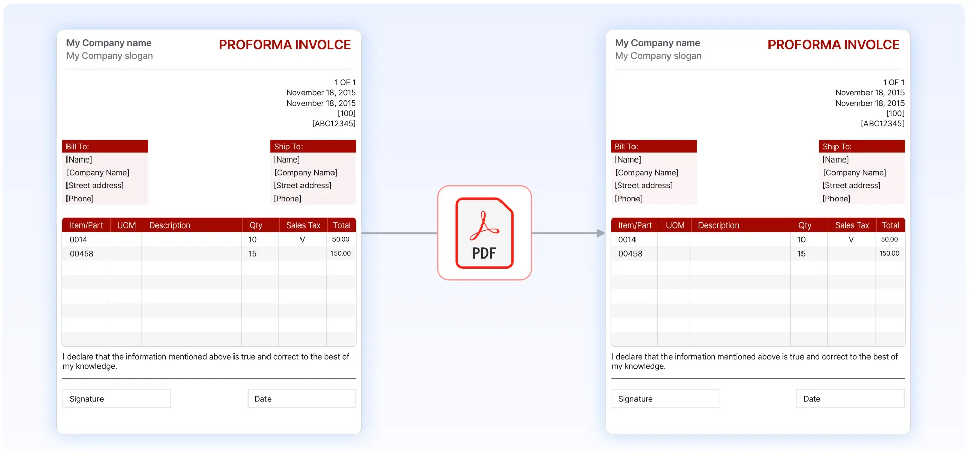 Proforma Invoice Format in PDF